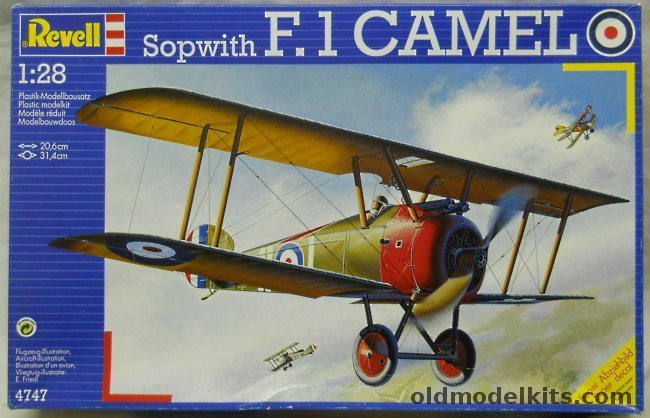 Revell 1/28 Sopwith Camel F-1 - A Flight Biggen Hill Wireless School 1918 or Captain Roy Brown's Aircraft 1918, 4747 plastic model kit